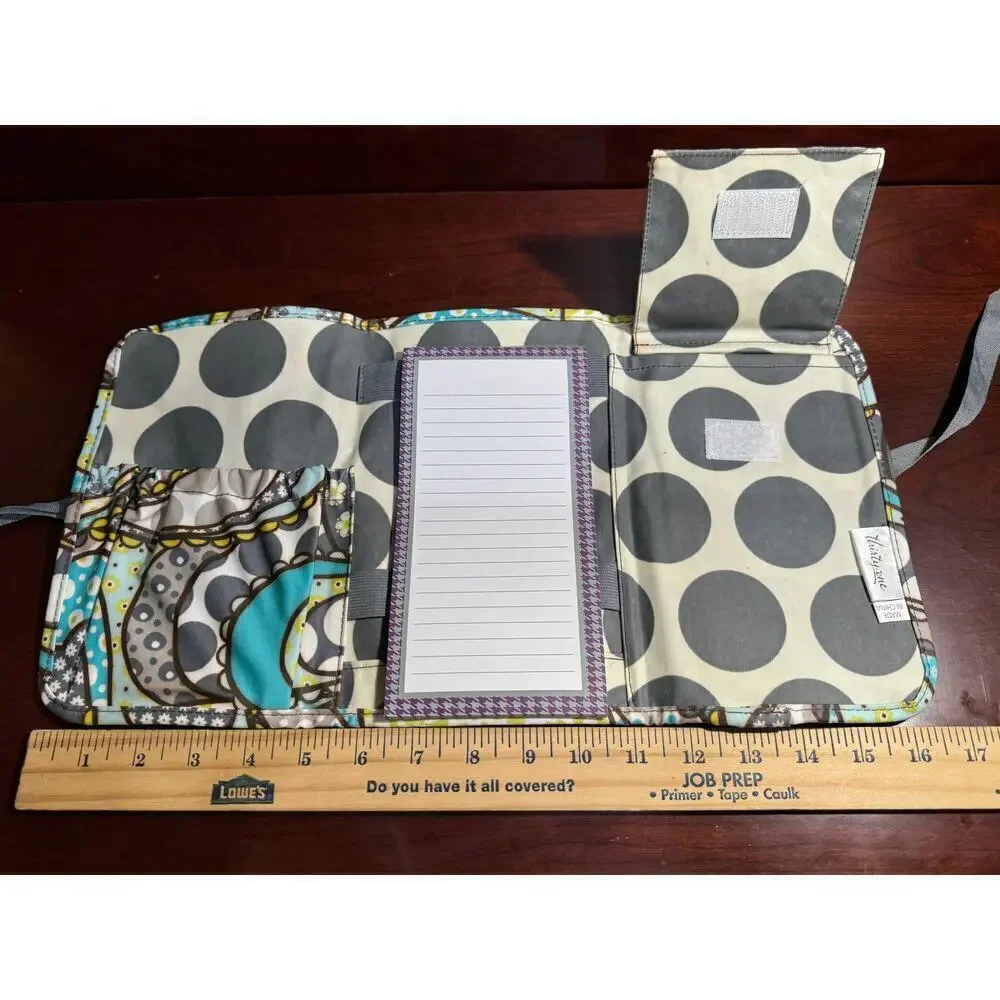 Thirty-One Fold and Go Organizer Tri Fold Note Pad Heart Pattern Tie Closure